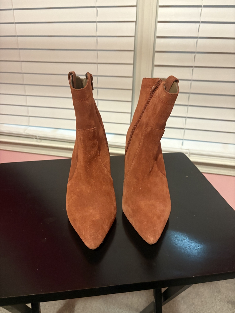 Kensie Girl Burnt Orange Suede Pointed-Toe Ankle Booties